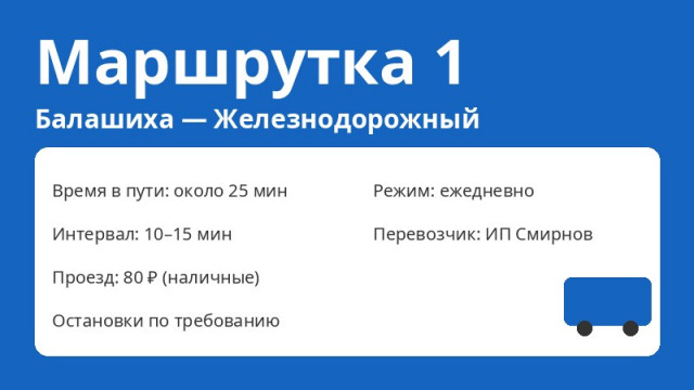 Маршрутка № 1 Балашиха (Балашиха &mdash; Железнодорожный): схема, остановки, расписание (2026)